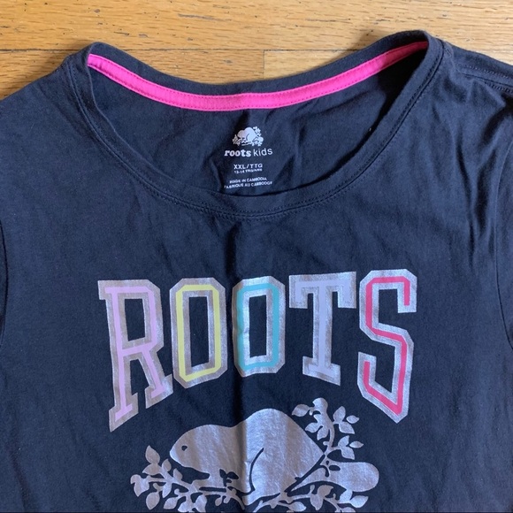 Roots Kids Short Sleeve Graphic T-Shirt Silver Beaver Logo Girls XXL - Picture 5 of 9
